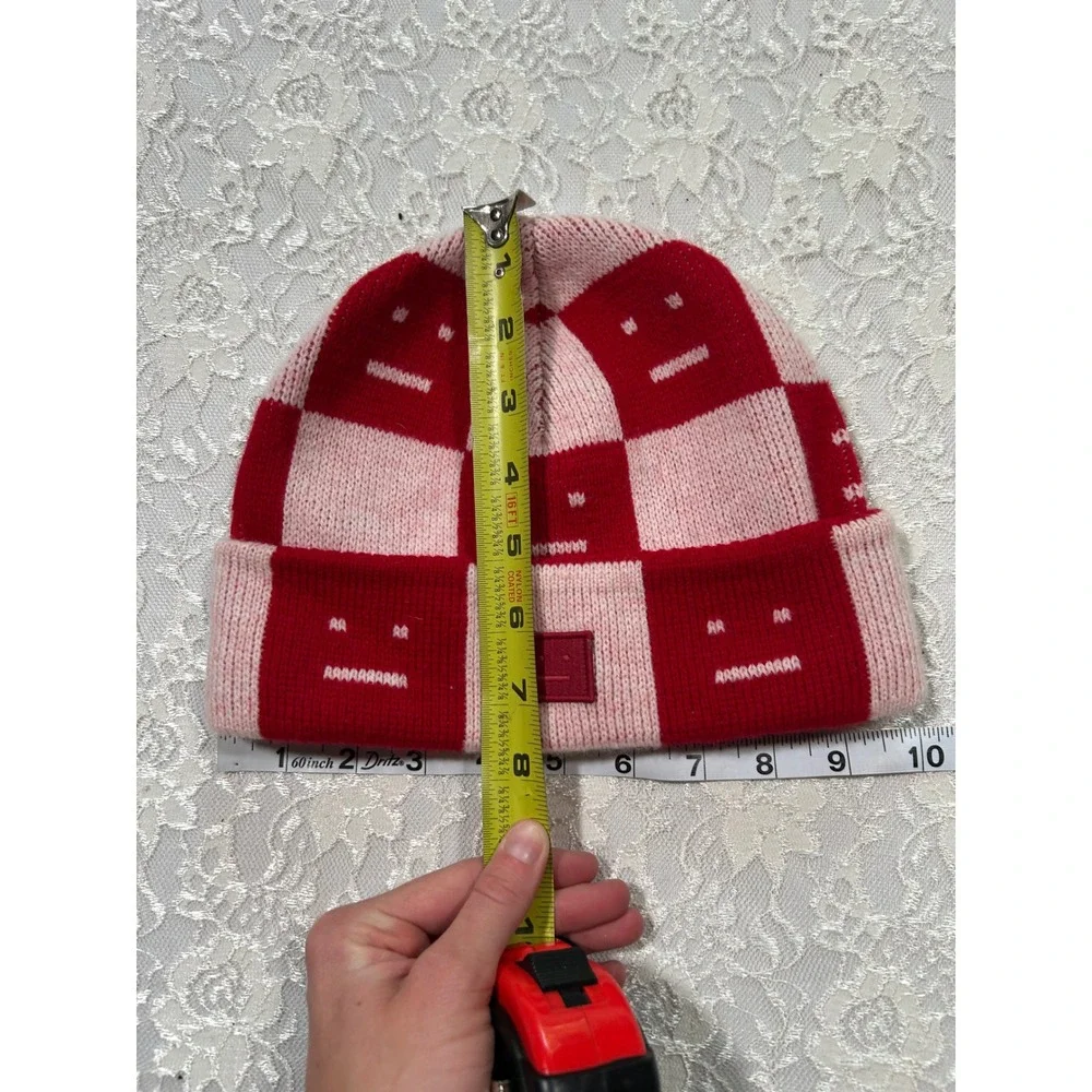 Acne Studios Kids Checkered Wool Beanie Hat 4-6 Gorpcore Streetwear Luxury